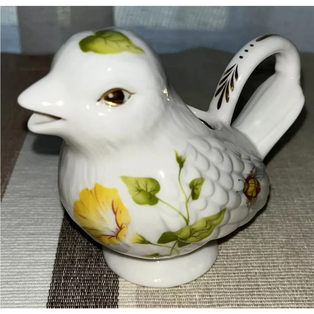 Gracie China tea creamer Bird with flowers